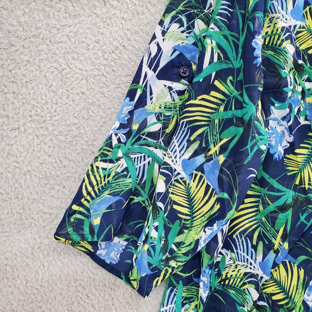 Roaman's Blue and Green Floral Tunic - Picture 5 of 10